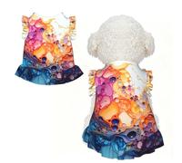 Vestidos de perro con estampado de mármol multicolor, linda camisa para perro, falda sin mangas, vestido de verano para mascotas, para cachorros, gatos pequeños, L