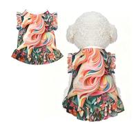 Vestidos de perro con estampado de unicornio de corte de papel rosa, linda falda para perro, vestido sin mangas para mascotas, trajes de verano para mascotas, para cachorros y gatos pequeños, M