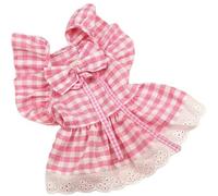 Vestidos de Perros para Perros pequeños niña, Ropa de Perro de algodón de poliéster a Cuadros con decoración de la Proa y Anillo D, Adornos Decorativos de Encaje, Regalos para, s
