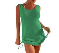 Vestidos De Playa Mujer,Abito Lungo in Maglia da Donna Sexy Tinta Unita con Coulisse sull'orlo Senza schienale