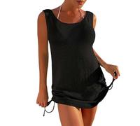 Vestidos De Playa Mujer,Abito Lungo in Maglia da Donna Sexy Tinta Unita con Coulisse sull'orlo Senza schienale