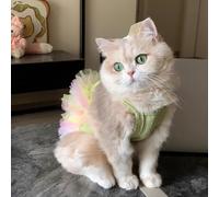 Vestidos de princesa con tirantes delgados y flores de encaje para mascotas, lindos trajes para mascotas, vestido de boda para perro, ropa para cachorro, para mascotas, tutú multicapa para gatito (A