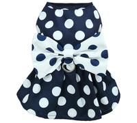 Vestidos de Princesa de Arco Retro, Vestido de arnés de Perro, Vestido de Perro Plisado de patrón Punteado con Arco Retro, Ropa de Cachorro Transpirable con botón, atuendos para Perros por 1.25-2 kg