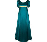 Vestidos de regencia de satén vintage vestido de fiesta victoriano vestido de cintura imperio para mujer (XL, verde)