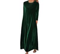 Vestidos de talla grande para salir de noche primavera y otoño nuevo terciopelo dorado europeo y americano delgado cuello redondo vestido largo ropa de trabajo para tallas grandes, verde, XL