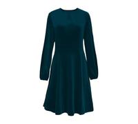 Vestidos de terciopelo con cuello de cerradura para mujer, manga larga, ajuste casual y acampanado, vestido de té modesto de terciopelo, vestido de cóctel, fiesta de noche, primavera, escuela, regreso