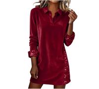 Vestidos de terciopelo para mujer, con lentejuelas brillantes, de manga larga, minivestido moderno de lujo con cuello en V y cuello en V, para otoño, invierno, primavera, fiesta de años, vestido
