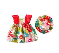Vestidos de Vacaciones para niñas pequeñas, Sombrero Floral Incluido, Conjunto de Princesa, Volantes de Verano, sin Mangas, Cintura elástica, Falda Amplia, Ideal para Playa y Fotos, Tallas 1-5.
