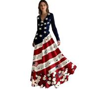 Vestidos de verano 2026 para mujer, falda acampanada patriótica para salidas informales, ideal para la playa, vestido suelto, vestido de invitada de boda, vestido de fiesta, rosso, S