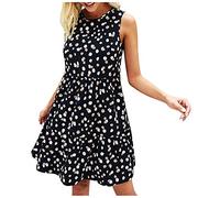 Vestidos de verano de cuello redondo para mujer, vestido de lunares para mujer, talla grande, vestido con bolsillos, vestidos casuales de verano, vestidos de verano, vestidos de verano, talla 16,