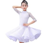 Vestidos de verano de encaje para niños para niñas Vestido de baile latino con volantes con estampado floral concurso de salón de baile fiesta de etapa de rendimiento práctica trajes 2pcs