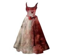 Vestidos de verano de Halloween para mujer, vestidos góticos con estampado de sangre, vestido de cóctel, largo, vestido de fiesta, vestido de noche, vestido informal para Halloween, Color rojo., S