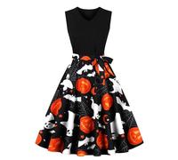 Vestidos de verano de Halloween para mujer, vestidos góticos con impresión 3D, sin mangas, vestido de noche, vestido de fiesta, elegante, vestido de cóctel, hasta la rodilla, vestido de baile para