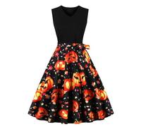 Vestidos de verano de Halloween para mujer, vestidos góticos con impresión 3D, sin mangas, vestido de noche, vestido de fiesta, elegante, vestido de cóctel, hasta la rodilla, vestido de baile para