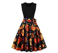 Vestidos de verano de Halloween para mujer, vestidos góticos con impresión 3D, sin mangas, vestido de noche, vestido de fiesta, elegante, vestido de cóctel, hasta la rodilla, vestido de baile para
