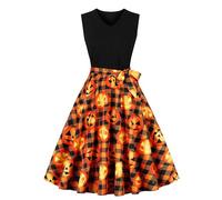 Vestidos de verano de Halloween para mujer, vestidos góticos con impresión 3D, sin mangas, vestido de noche, vestido de fiesta, elegante, vestido de cóctel, hasta la rodilla, vestido de baile para