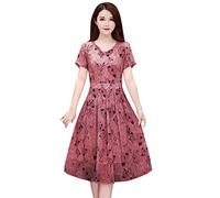 Vestidos de verano de manga corta para mujer, diseño gráfico, cóctel, modesto, fiesta, primavera, iglesia, boda, salir, rosa, M