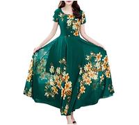 Vestidos de Verano Mujer 2022 Baratos de Manga Corta Ajustados Moda Damas Mujeres Vestido Casual Manga Corta Largo o-Cuello Impreso Delgado una línea Vestido de Mujer Vestido De Novia Encaje