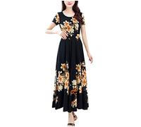 Vestidos de Verano Mujer 2022 Baratos de Manga Corta Ajustados Moda Damas Mujeres Vestido Casual Manga Corta Largo o-Cuello Impreso Delgado una línea Vestido de Mujer Vestido De Novia Encaje