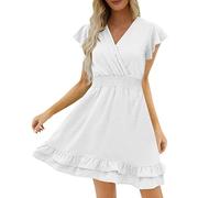 Vestidos De Verano Mujer 2023 Baratos Casual Sexy Plisada Vestido Mini Vestido Cuello En V Espalda Descubierta Vestido De Lápiz Bodycon Señoras De Estampado Floral Retro para Formal De Noche