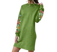Vestidos de verano para mujer 2025, bordado de otoño, vestido de invierno para mujer, vestido de manga larga, casual, vestido de invitada de boda para mujer, verde, M