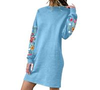 Vestidos de verano para mujer 2025, bordado de otoño, vestido de invierno para mujer, vestido de manga larga, casual, vestido de invitada de boda para mujer, azul, S