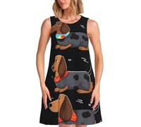 Vestidos de verano para mujer, con texto en inglés "I Love My Dog", estilo casual, holgado, sin mangas, con bolsillos, Negro -, Large