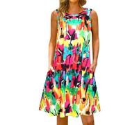 Vestidos de verano para mujer del Reino Unido y cuello redondo suelto sin mangas con tirantes y bolsillo, Camuflaje-1e, L