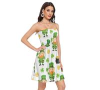 Vestidos de verano para mujer, estilo casual, sin tirantes, para fiesta, cóctel, Leprechaun y monedas de oro del día de San Patricio, XXL