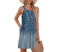 Vestidos De Verano para Mujer, Ropa De Mujer Vestidos Vestido Fiesta Vestido Sin Mangas Color Liso Y Holgado para Minivestido Sexy con Bolsillos Camisero Fluido Túnica Verano Camisero Ligero Corte A