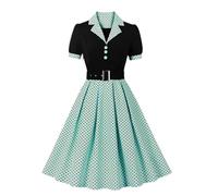 Vestidos de verano para mujer, vestido casual de los años 50, vestido de trabajo acampanado con cinturón, Bk2., S