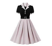 Vestidos de verano para mujer, vestido casual de los años 50, vestido de trabajo acampanado con cinturón, BK1., XXL
