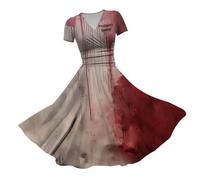 Vestidos de verano para mujer, vestido de verano, gótico, cuello redondo, elegante, vestido de cóctel, vestido de noche con estampado de sangre, vestido de fiesta, vestido de fiesta, vestido de baile