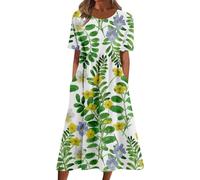 Vestidos de verano para mujer, vestidos casuales de verano con cuello en V, con bolsillo, vestido de vacaciones, vestido de playa, vestidos de invitados de boda para mujer, verde, M