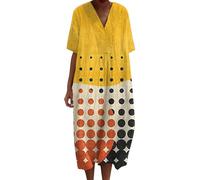 Vestidos de verano para mujer, vintage, floral, algodón, lino, vestido casual, cuello en V, manga corta, holgado, vestido largo de gran tamaño, vestido largo para mujer, fiesta, vacaciones, playa
