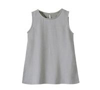 Vestidos de verano para niñas, color liso, sin mangas, silueta acampanada, cuello redondo, atuendo casual para jugar todos los días, 02#_gris, 5-6 años