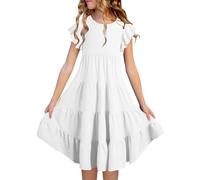 Vestidos de Verano para Niñas de Doble Capa Mangas Aleteadas Vestido Fluido Línea A Vestido Casual Vestido Midi Gradiente Pantalones con Mujer 2026