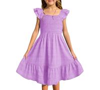 Vestidos de Verano para niñas, sin Mangas, Fruncidos y con Bolsillos Africana Larga