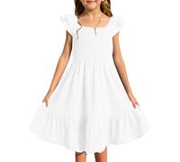 Vestidos de Verano para niñas, sin Mangas, Fruncidos y con Bolsillos Africana Larga Vestido Niña Tul