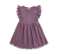 Vestidos de Verano para Niños 2026 Vestido De Verano Para Niñas Con Encaje Sin Mangas Festivas Con Volantes Para Niños Pequeños Vestido De Princesa Blanca Largo Casual, Color morado oscuro., 1-2 años