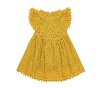 Vestidos de Verano para Niños 2026 Vestido De Verano Para Niñas Con Encaje Sin Mangas Festivas Con Volantes Para Niños Pequeños Vestido De Princesa Blanca Largo Casual, amarillo, 6-7 años