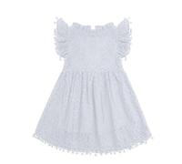 Vestidos de Verano para Niños 2026 Vestido De Verano Para Niñas Con Encaje Sin Mangas Festivas Con Volantes Para Niños Pequeños Vestido De Princesa Blanca Largo Casual, Blanco, 3-4 años