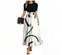Vestidos Elegantes Mujer Playa Vestido Largo Verano Mujer Casual Manga Corta Ropa Informal Fiesta Dresses Elástica Verano Primavera Vestido Beis L