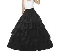 Vestidos festivos para mujer, largo en línea A, enagua rockabilly, enaguas, crinolina, 5 anillos con volantes, disfraz de carnaval, vestido de fiesta, vestido barroco, vestido de novia, Negro , Talla