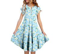 Vestidos Florales para niñas, Verano, Playa, Piscina, Juegos al Aire Libre, cómodos e Informales, sin Mangas, Cintura elástica, 4 a 15 años, Transpirables.
