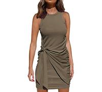 Vestidos formales para mujer, falda nueva, sin mangas, cuello redondo, plisado, irregular, vestido de verano para mujer, maxi vestidos para mujer, verde, M