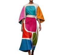 Vestidos formales para mujer, temperamento de moda, elegante, color sólido, cintura y manga de murciélago, vestido largo negro para mujer, F-amarillo, L