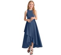 Vestidos Formales para Niñas Elegante Traje de sin Mangas Ideal para Recitales Actuaciones y Eventos de Verano (Dark Blue, 13-14 Years)