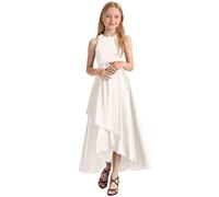 Vestidos Formales para niñas Elegante Vestido de Verano sin Mangas para actuaciones desfiles y recitales Ideal para niñas y Adolescentes Que Buscan un Sofisticado en Eventos (White, 3-4 Years) #147