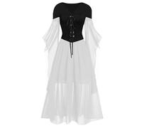 Vestidos góticos para Mujer, Vestidos de Manga murciélago de Encaje con Hombros Descubiertos, Vestido Medieval de Cosplay Mukuro Ikusaba Cosplay Traje Disfraz De Princesa para Niñas